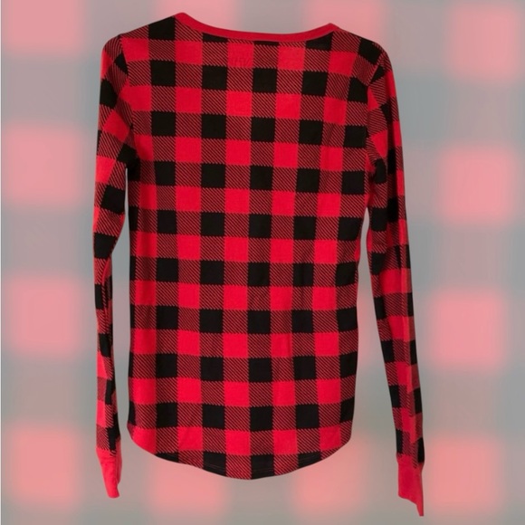Victoria Secret Pink Cozy I Only Sleep Buffalo Plaid Waffle Sleep Shirt Top New - Picture 5 of 12